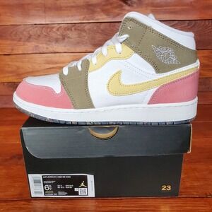 Nike Air Jordan 1 Mid GS 6.5Y Women 8 Pastel White Vivid Green Pink